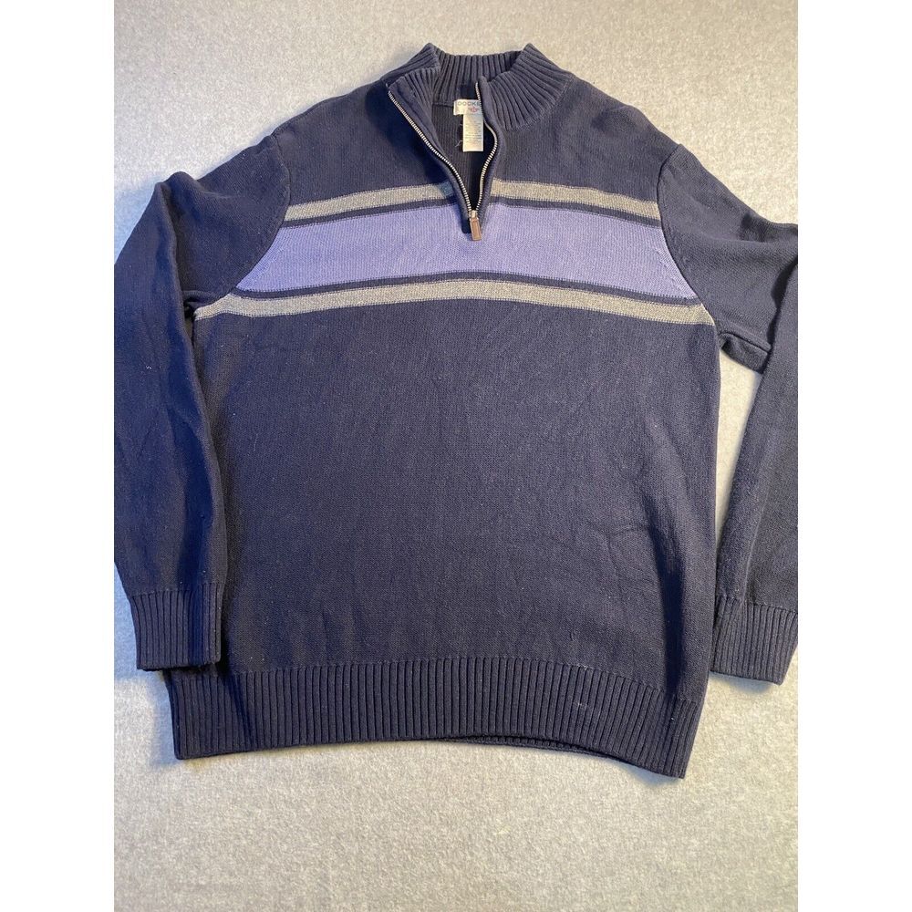 Dockers Mock Neck 1/4 Zip Lightweight Blue Sweater - Men's Large